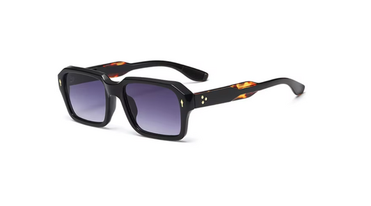 Black Tortoiseshell Print Vintage Square Sunglasses